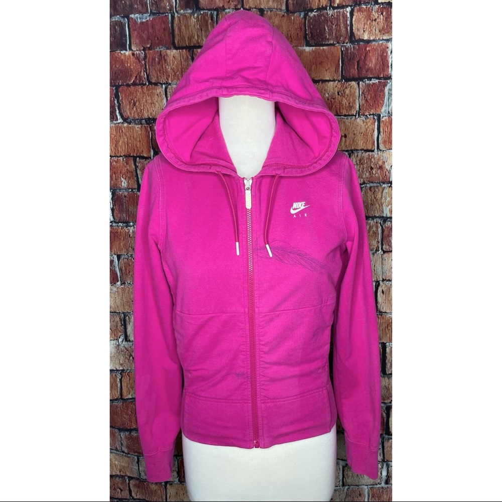 Nike Pink Small Full Zip Hoodie Jacket Feather Print Designed by Stewart Curran